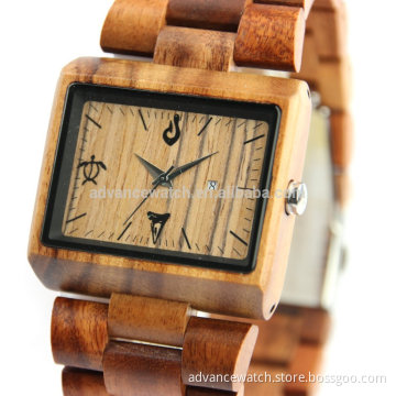The newest square case wooden watch men